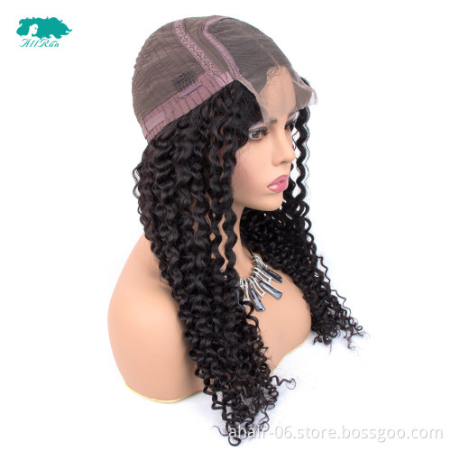 Cheap 180% Density 10-24 Inch Natural Color Remy Human Hair wig 4*4 Jerry Curl Lace Front Wigs